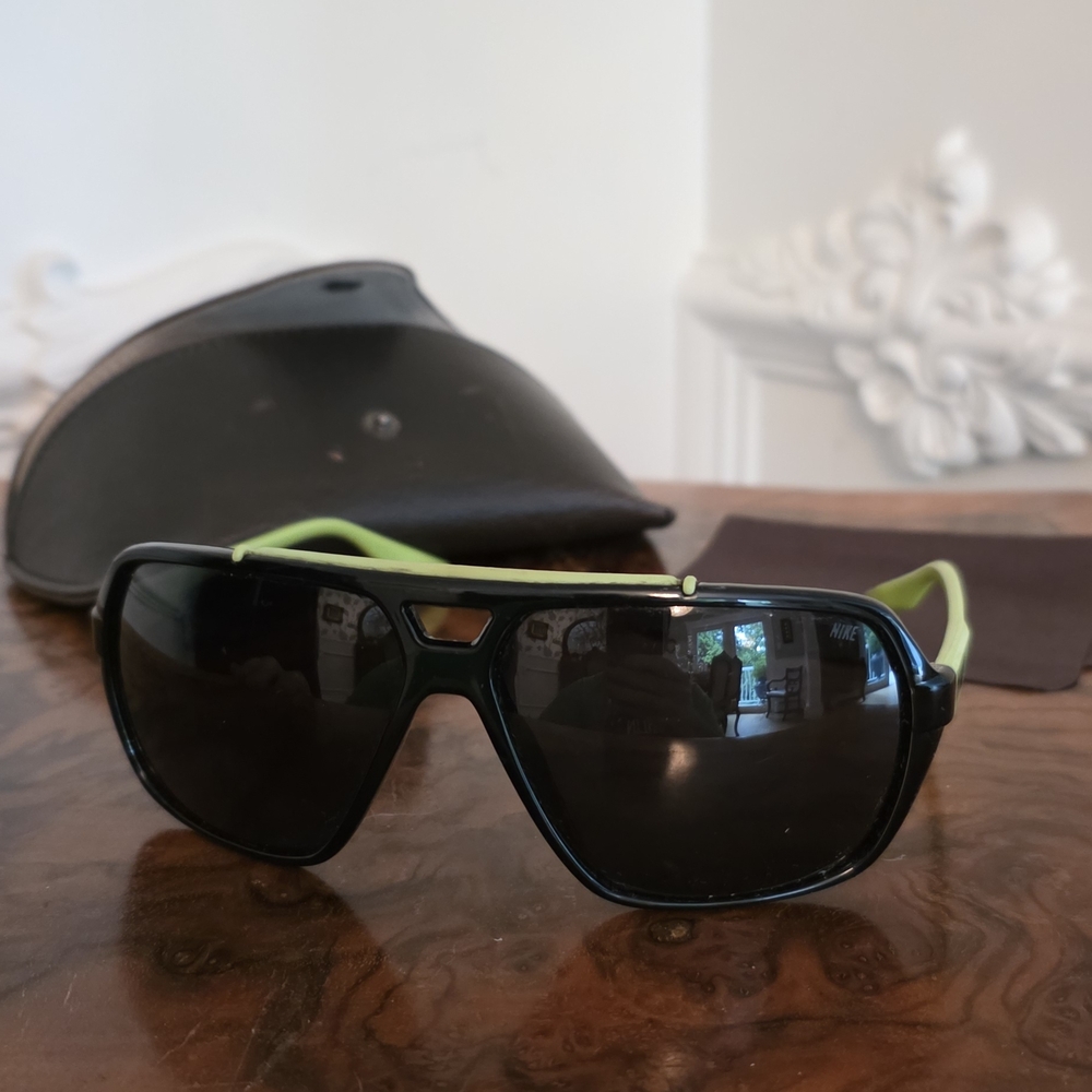 Nike Black and Green Sunglasses